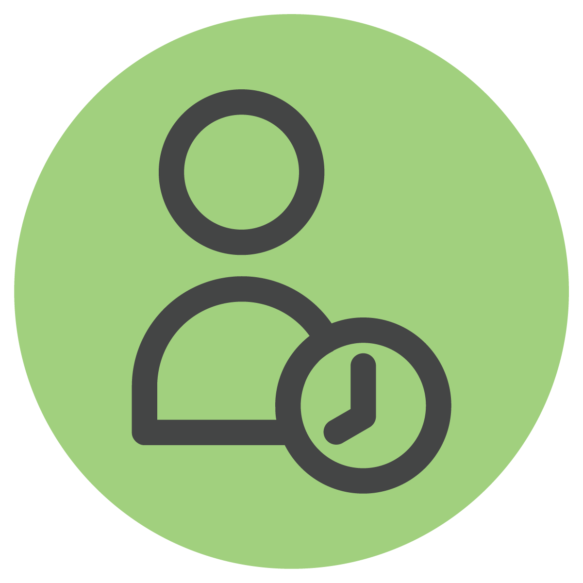 person with clock icon